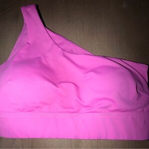 Cleo Harper One-Shoulder Sports Bra in Hot Pink